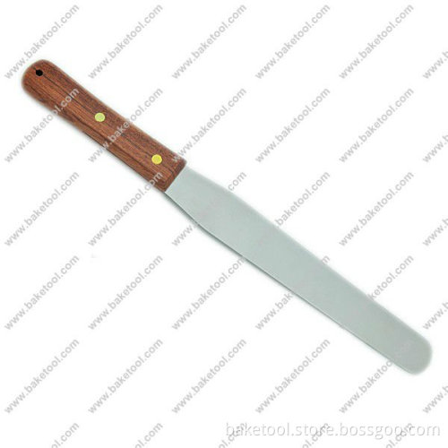 12.75"stainless steel pastry spatula with wooden handle
